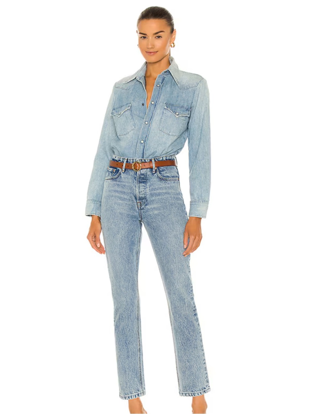GRLFRND Karolina High-Rise Straight Jeans in Larchmont Wash - 32